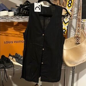 Black Sleeveless Button-Up Vest and short set by Commense